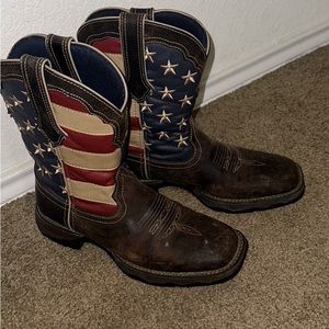 Red, white and blue. Durango boots, 7.5